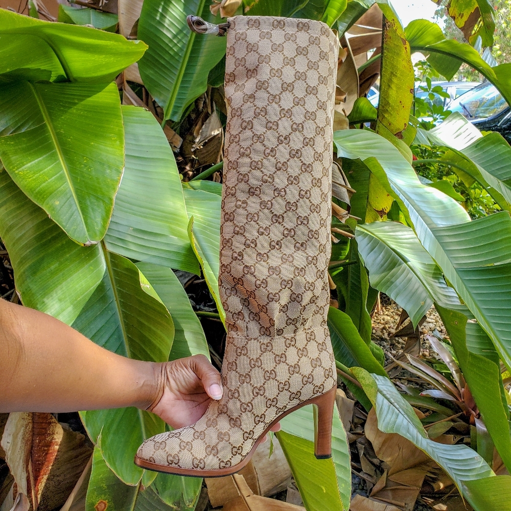 Gucci GG Original Canvas Heeled Boot